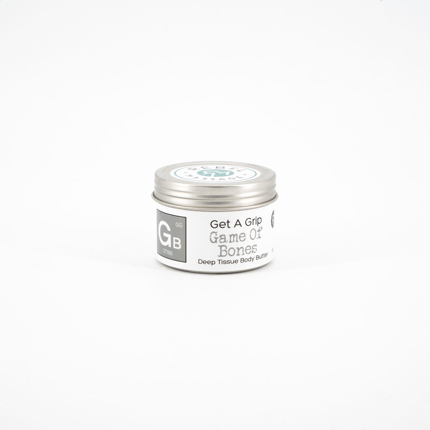Small container of 'Get A Grip Game Of Bones' body butter on a white background